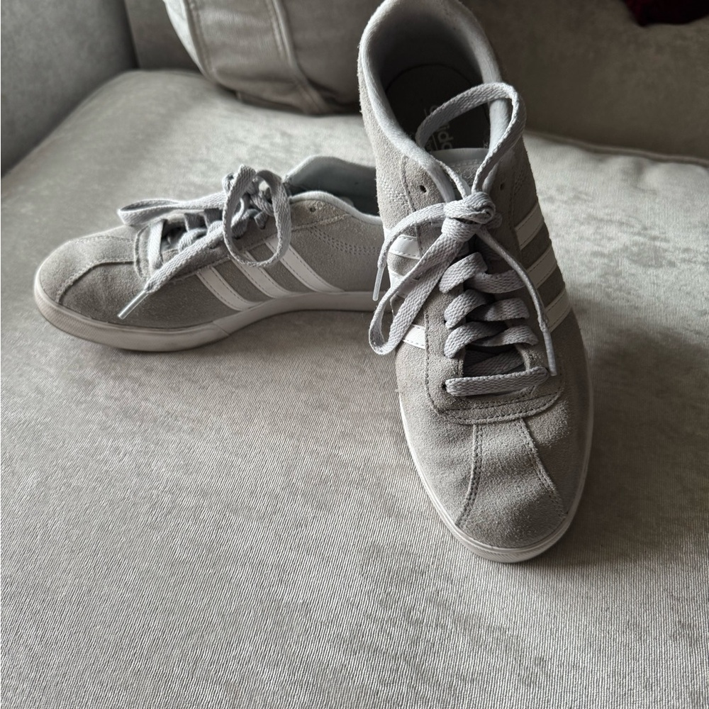 Adidas Gray Sneakers with White Stripes